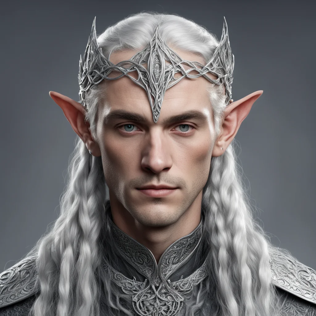 tolkien galathil with braids wearing silver elven circlet with diamonds  amazing awesome portrait 2
