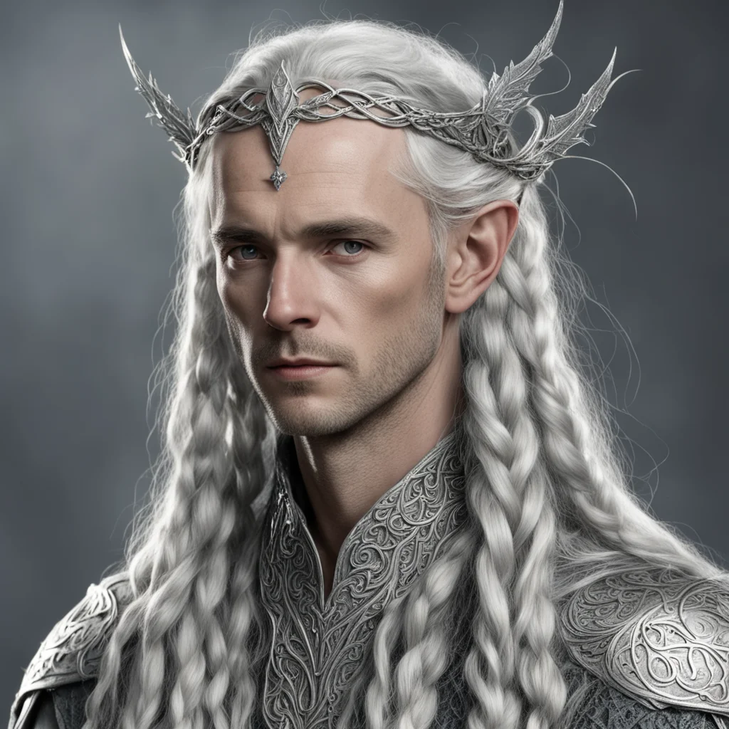 tolkien galathil with braids wearing silver elven circlet with diamonds  confident engaging wow artstation art 3