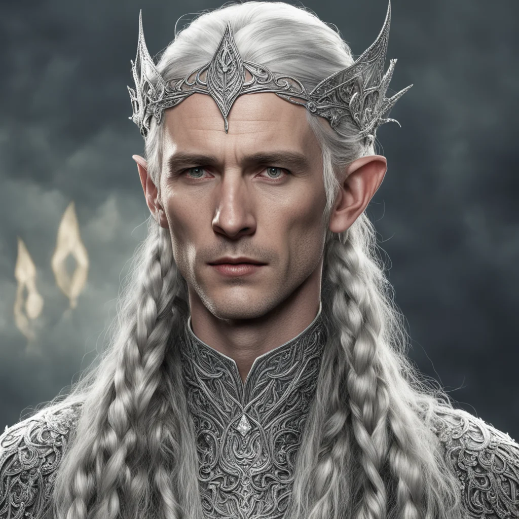 tolkien galathil with braids wearing silver elven circlet with diamonds  good looking trending fantastic 1