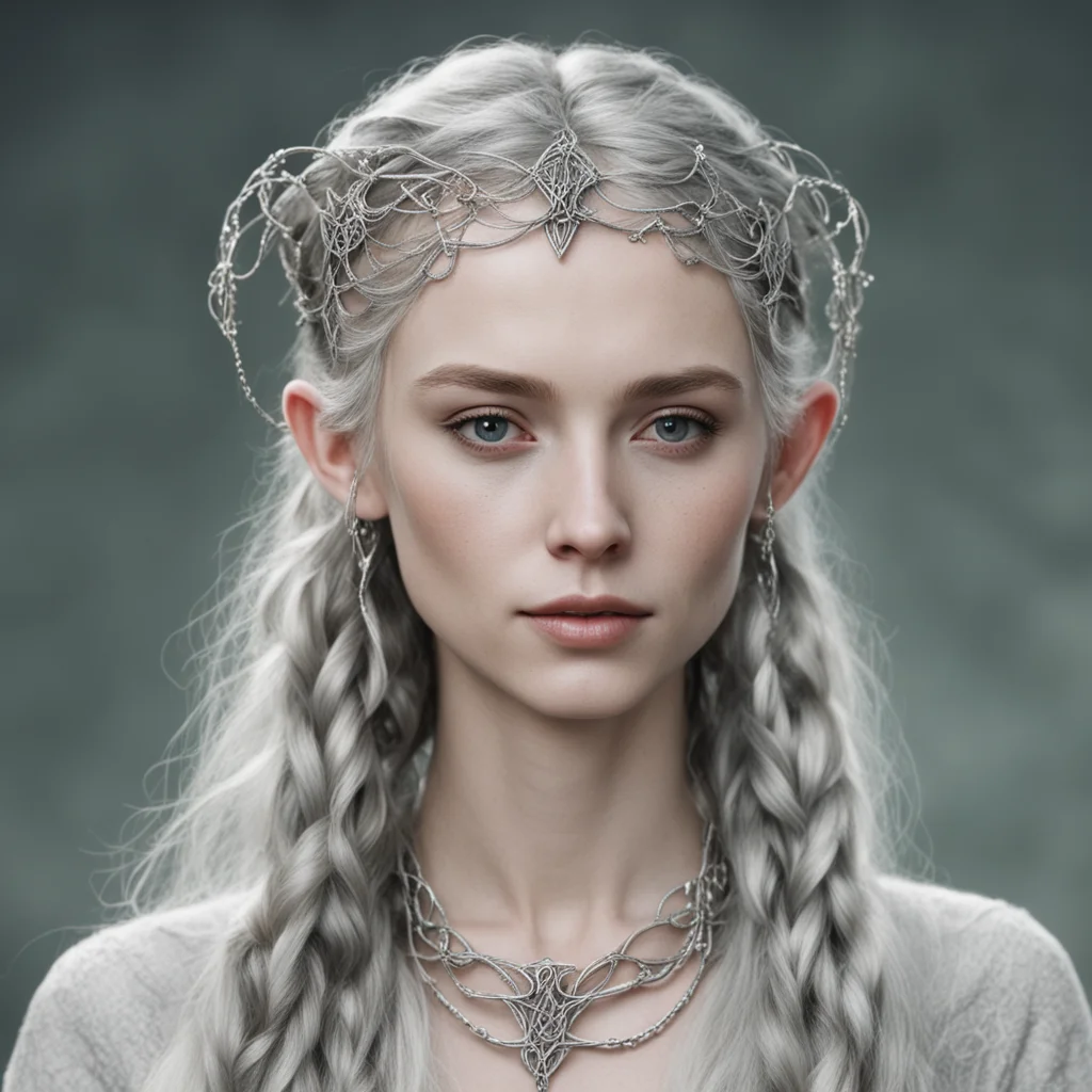 tolkien galathil with braids wearing silver vines intertwined elvish circlet with diamonds amazing awesome portrait 2