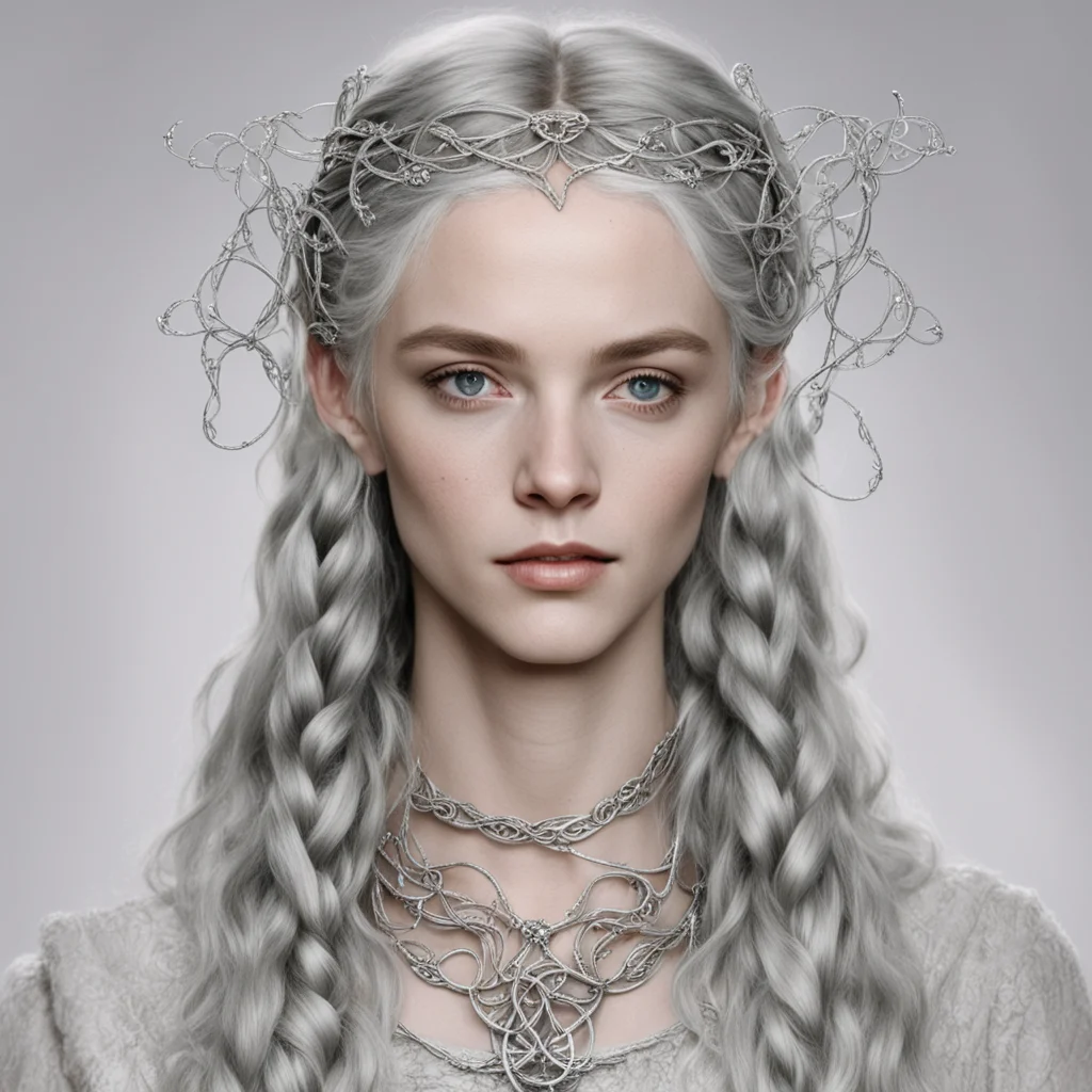 tolkien galathil with braids wearing silver vines intertwined elvish circlet with diamonds confident engaging wow artstation art 3