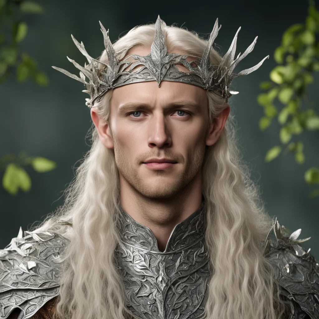 tolkien king amdir with blond hair wearing silver beech leaf elven circlet with diamonds confident engaging wow artstation art 3