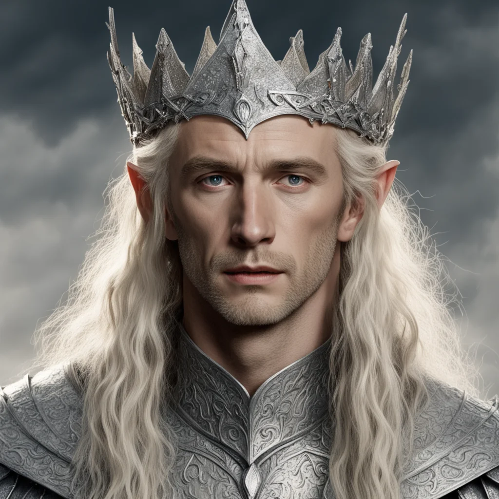 tolkien king amdir with blond hair wearing silver wood elf crown with diamonds amazing awesome portrait 2