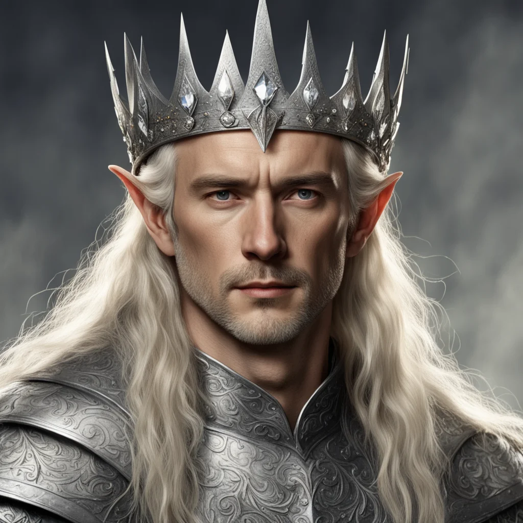 tolkien king amdir with blond hair wearing silver wood elf crown with diamonds confident engaging wow artstation art 3