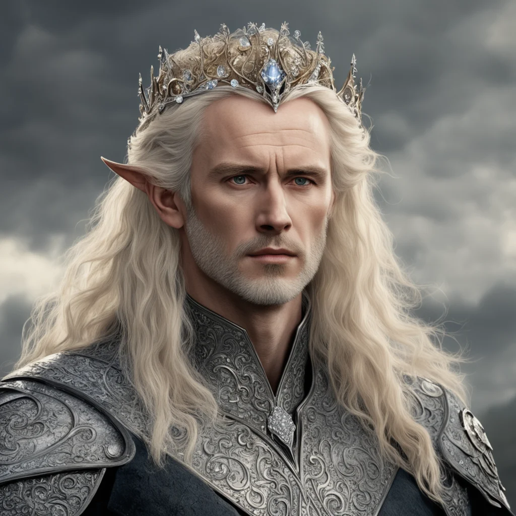 tolkien king amroth with blond hair wearing silver elven coronet with diamonds amazing awesome portrait 2