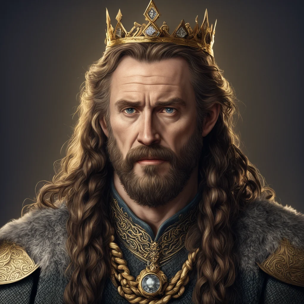 aitolkien king durin with brown hair with braided beard with golden crown with diamonds amazing awesome portrait 2