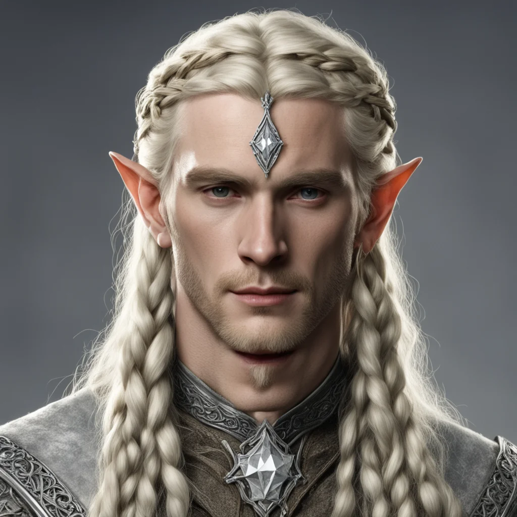 tolkien king oropher with blond hair and braids wearing a small thin silver nandorin elvish circlet with large center diamond  amazing awesome portrait 2