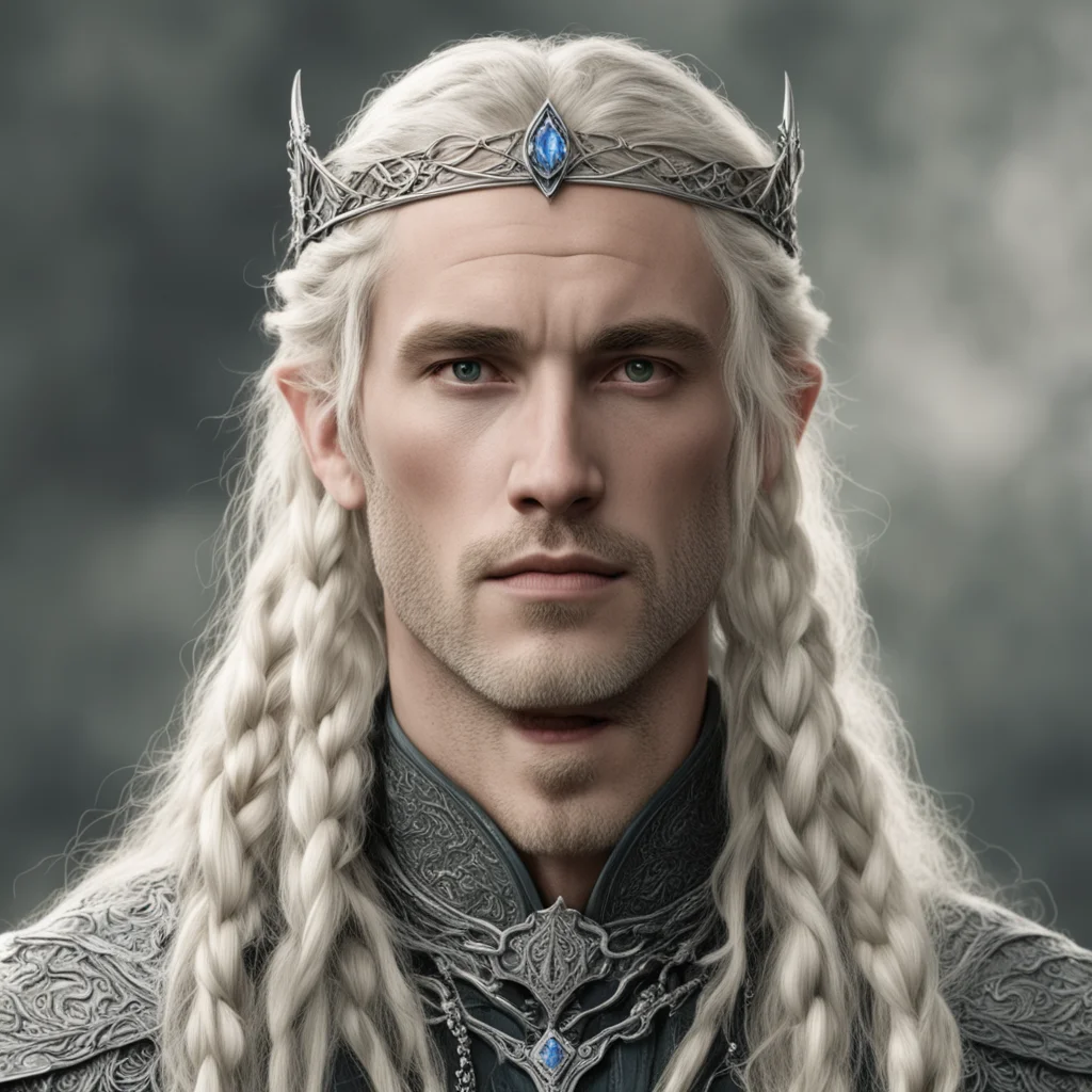 tolkien king oropher with blond hair with braids wearing silver sindarin elvish circlet with diamonds