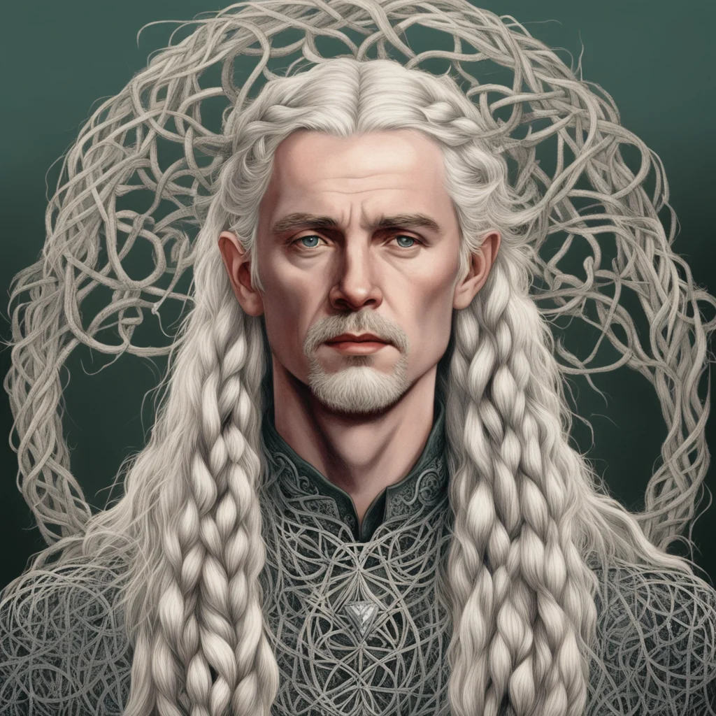 tolkien king oropher with blond hair with braids wearing silver thorn vines intertwined with diamond rosettes  confident engaging wow artstation art 3
