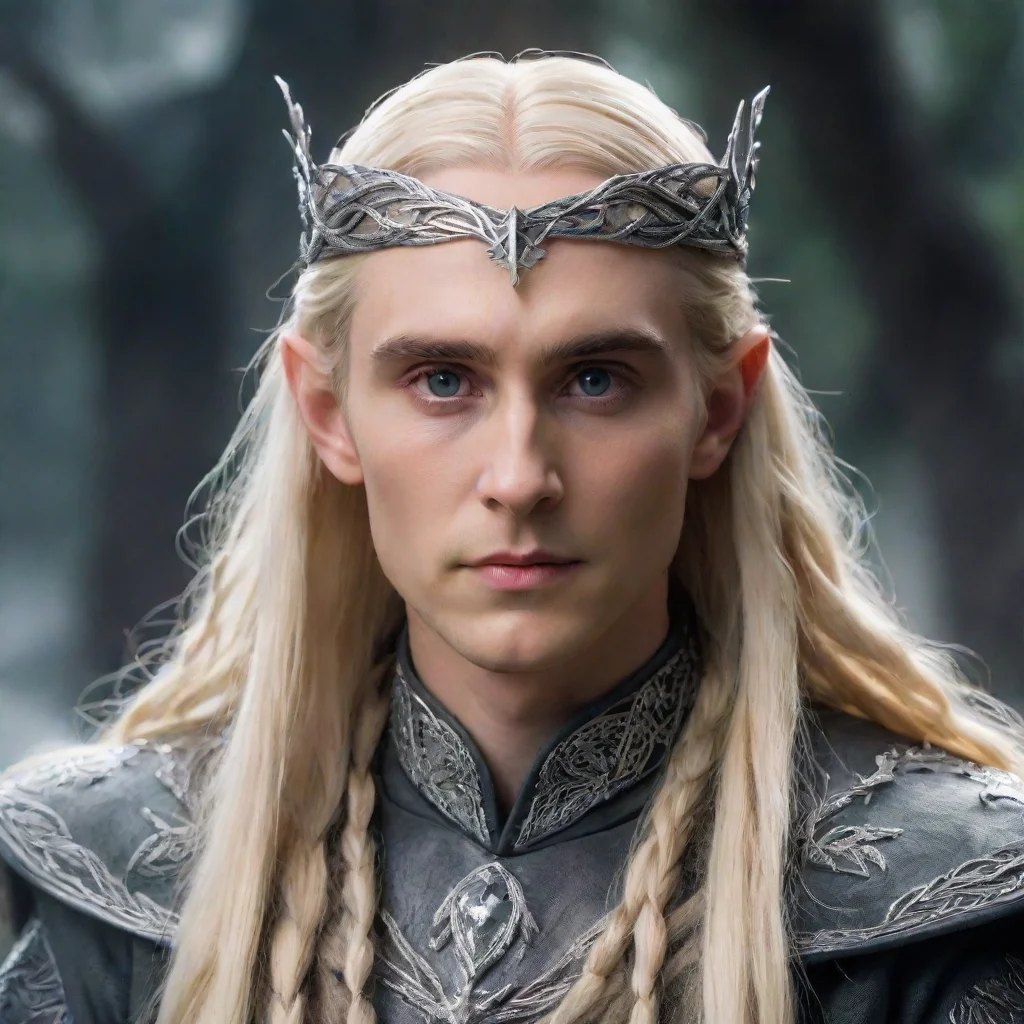 tolkien king thranduil with blond hair and braids wearing silver elvish circlet with diamonds 