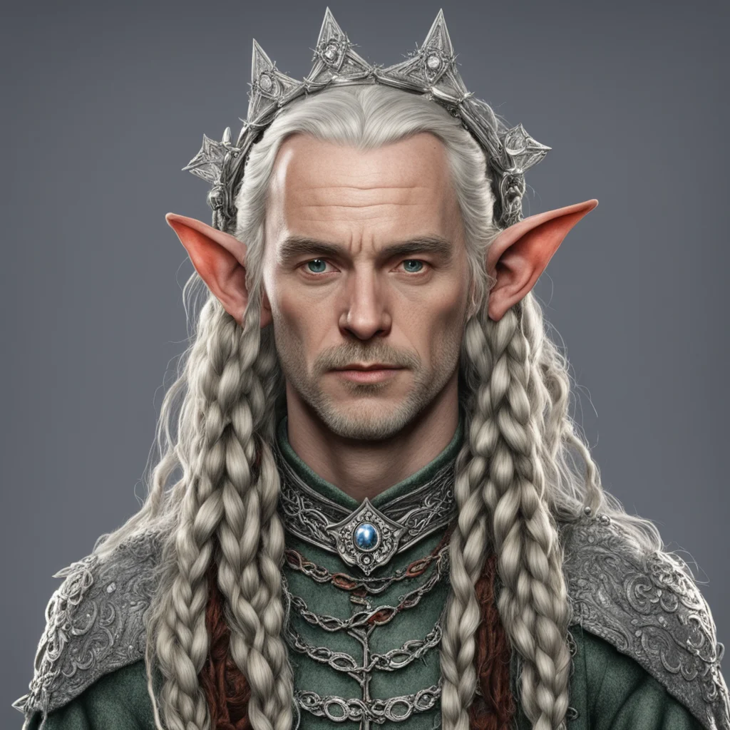 aitolkien lord elmo with braids wearing silver elven circlet with diamonds good looking trending fantastic 1