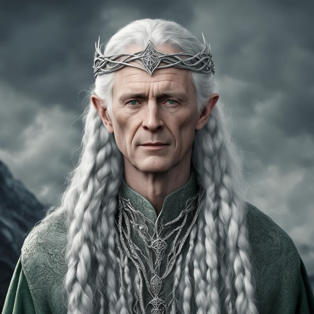 tolkien lord galathil with braids wearing silver serpentine intertwined into elvish circlet with diamonds amazing awesome portrait 2