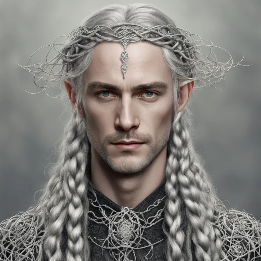 tolkien lord galathil with braids wearing silver vines intertwined elvish circlet with diamonds amazing awesome portrait 2