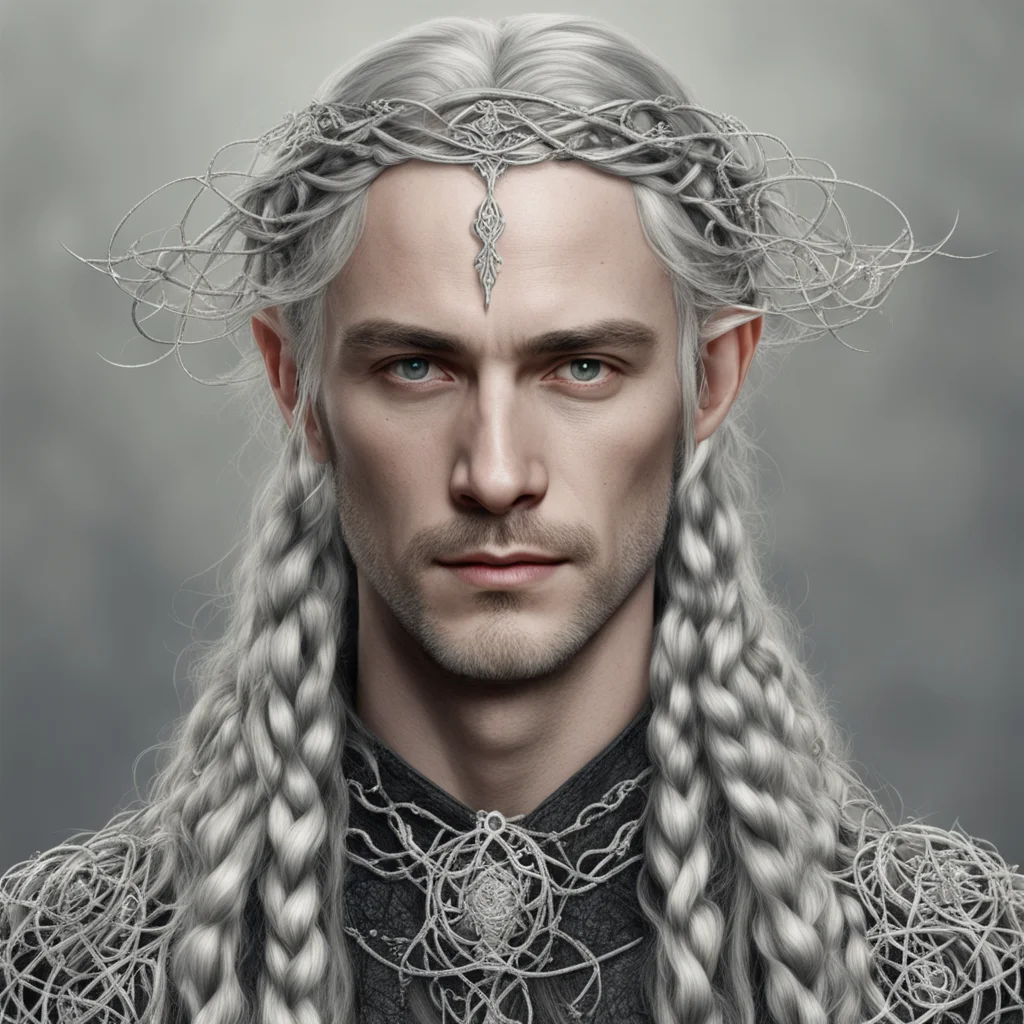 aitolkien lord galathil with braids wearing silver vines intertwined elvish circlet with diamonds amazing awesome portrait 2