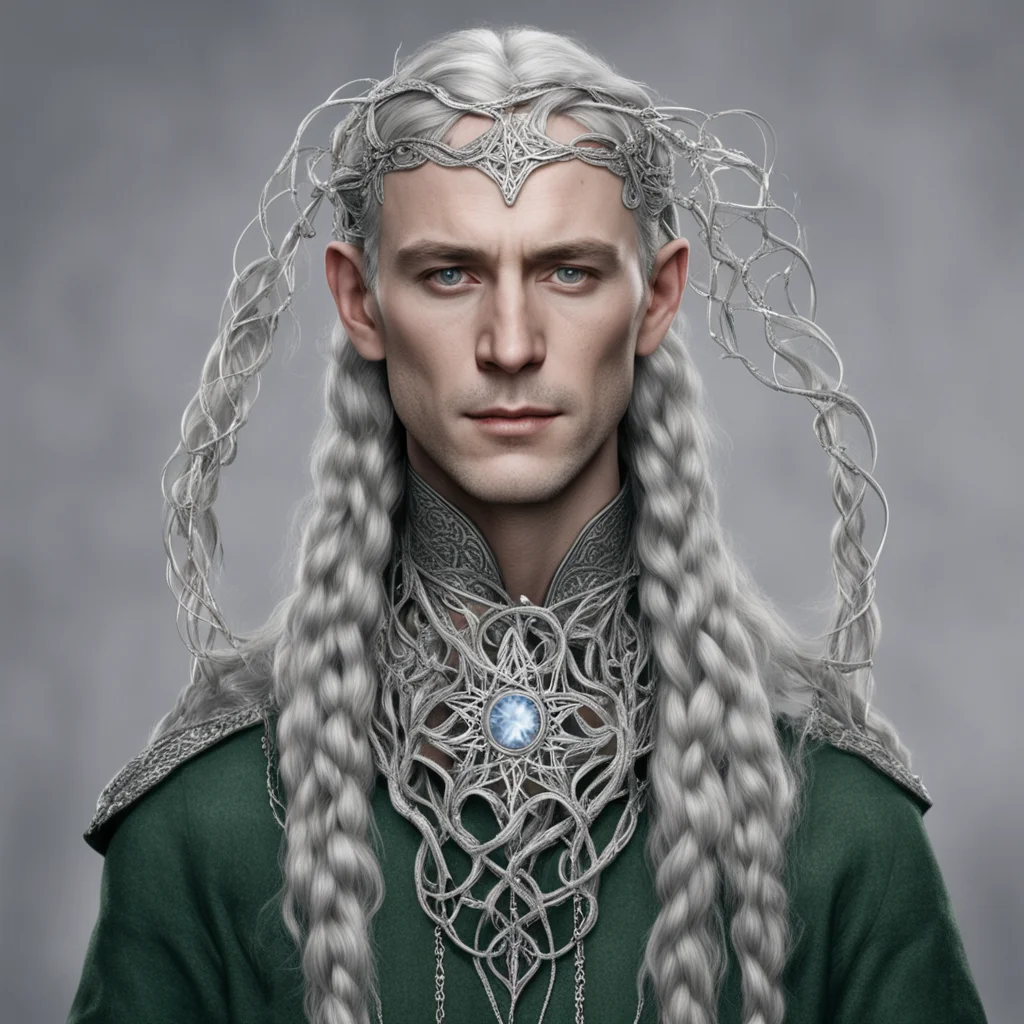 aitolkien lord galathil with braids wearing silver vines intertwined elvish circlet with diamonds confident engaging wow artstation art 3