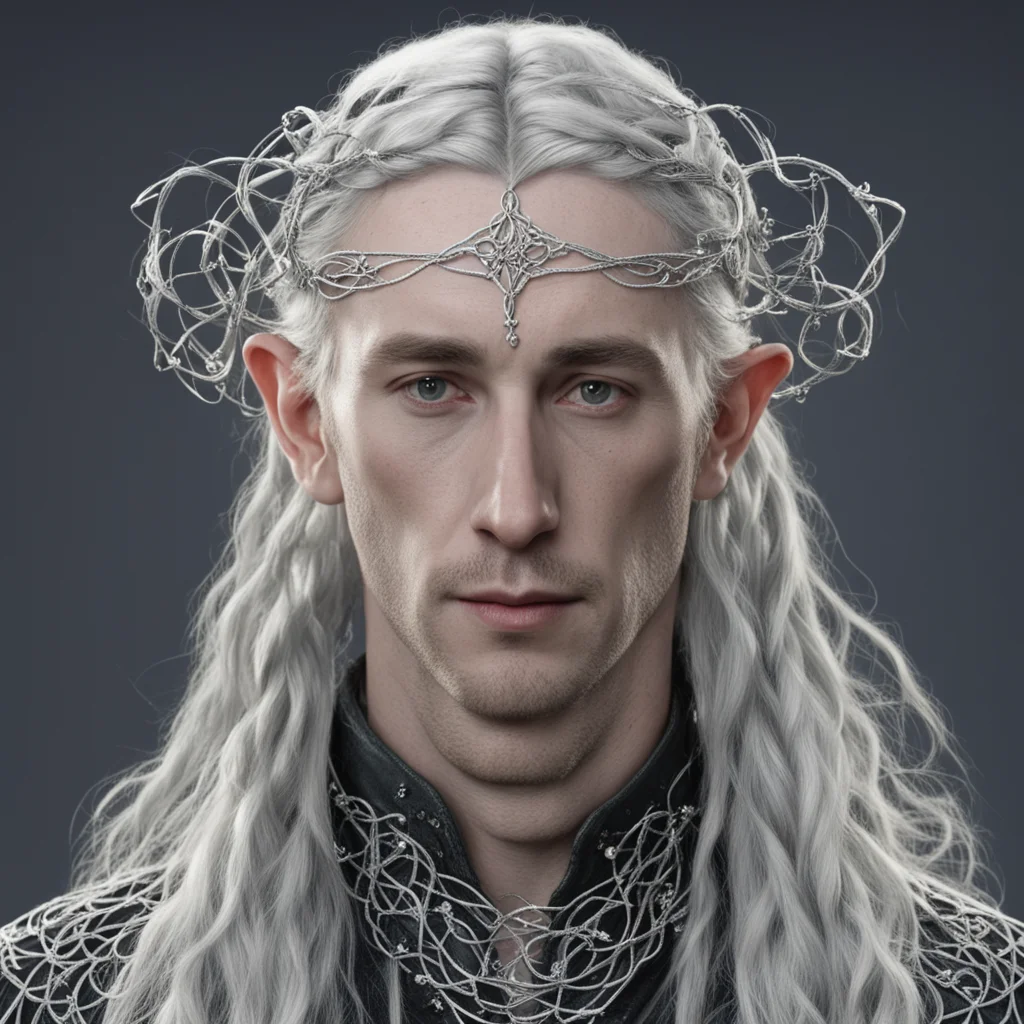 aitolkien lord galathil with braids wearing silver vines intertwined elvish circlet with diamonds good looking trending fantastic 1