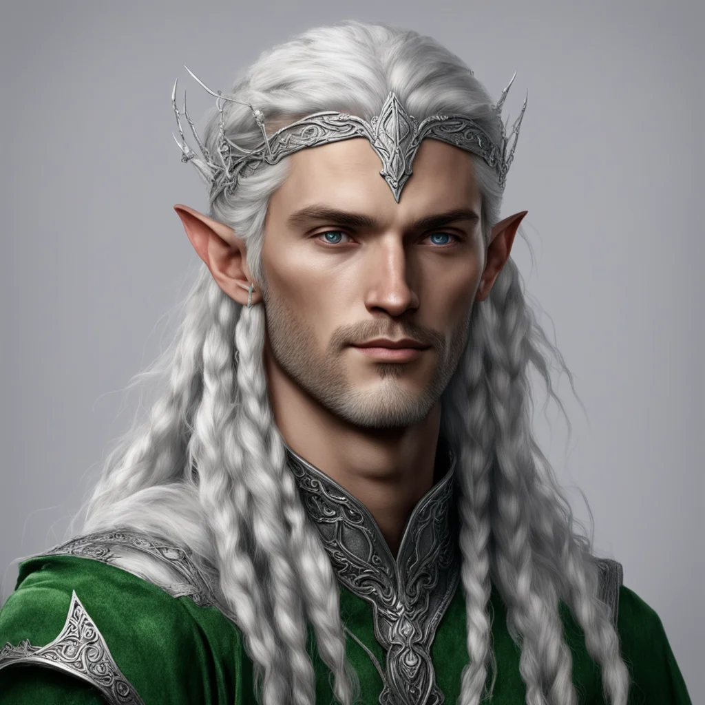 tolkien noble nandorin elf male with braids wearing silver elvish circlet with diamonds  amazing awesome portrait 2