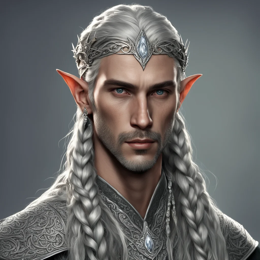 aitolkien noble nandorin elf male with braids wearing silver elvish circlet with diamonds  confident engaging wow artstation art 3