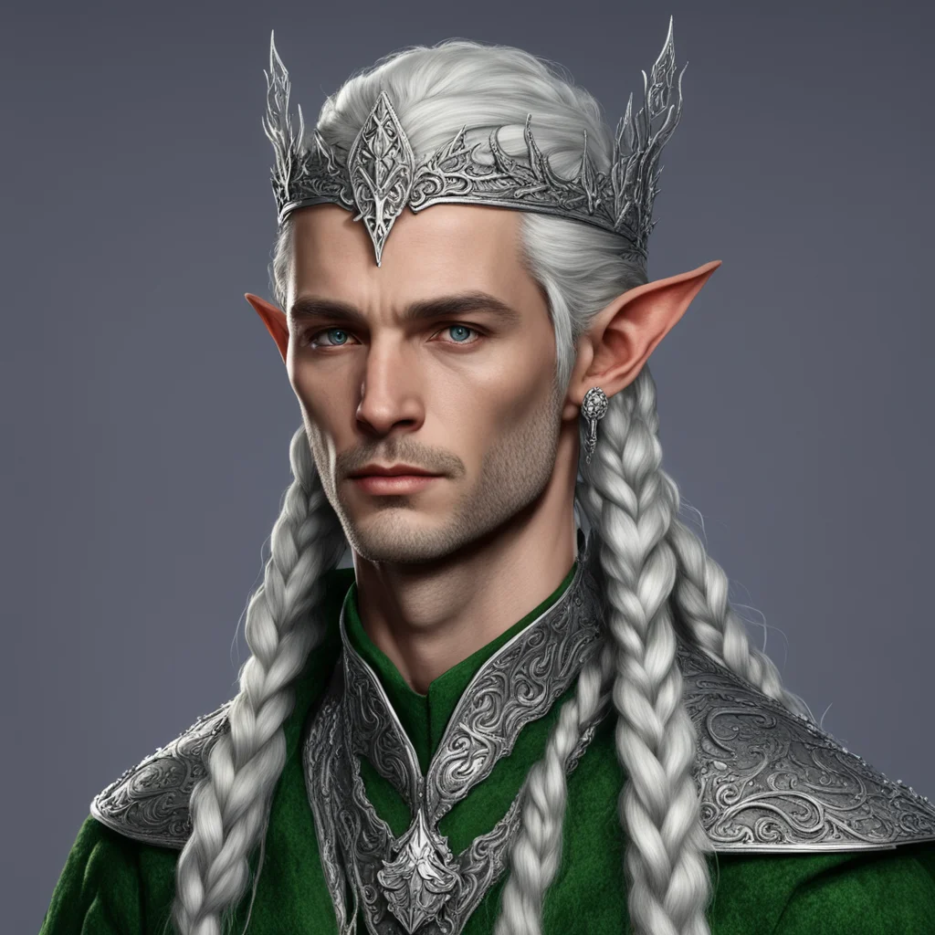 aitolkien noble nandorin elf male with braids wearing silver elvish coronet with diamonds  confident engaging wow artstation art 3