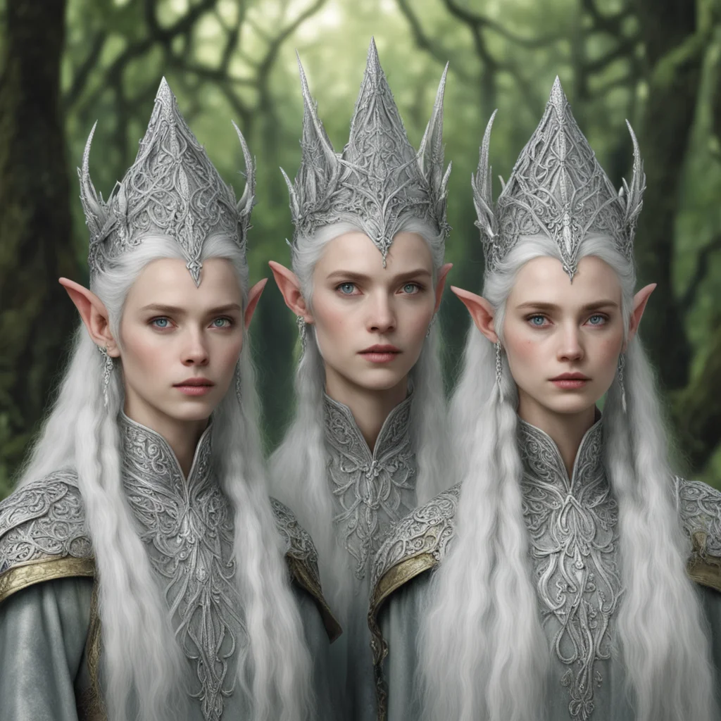 tolkien noble nandorin elves with braids wearing silver elvish coronet with dimonds good looking trending fantastic 1