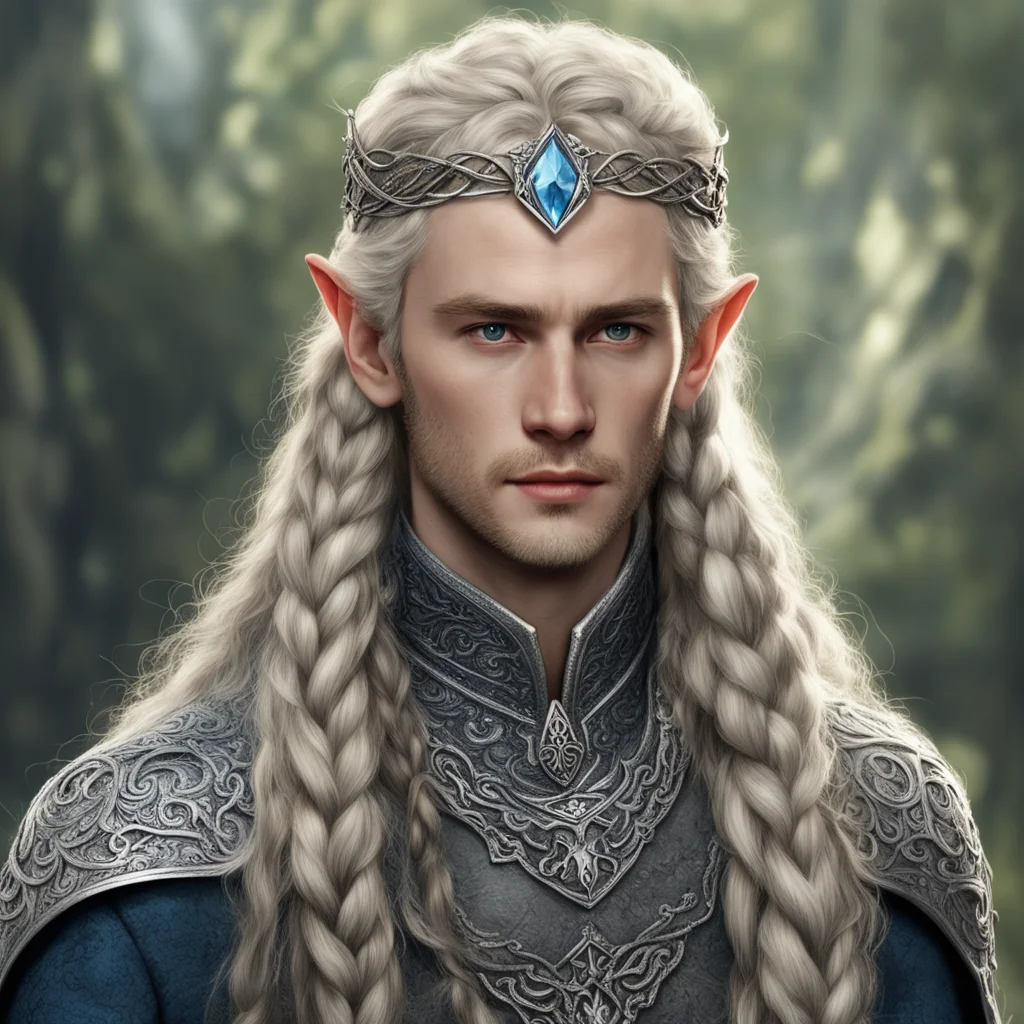aitolkien prince elmo with braids wearing silver elvish circlet with diamonds