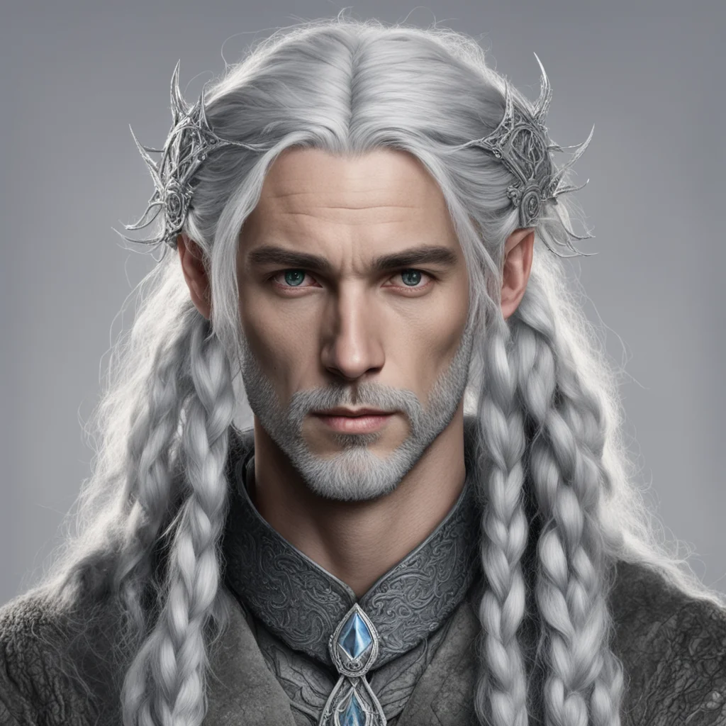 aitolkien prince elmo with gray hair and braids wearing silver serpentine elvish circlet with large center diamond confident engaging wow artstation art 3