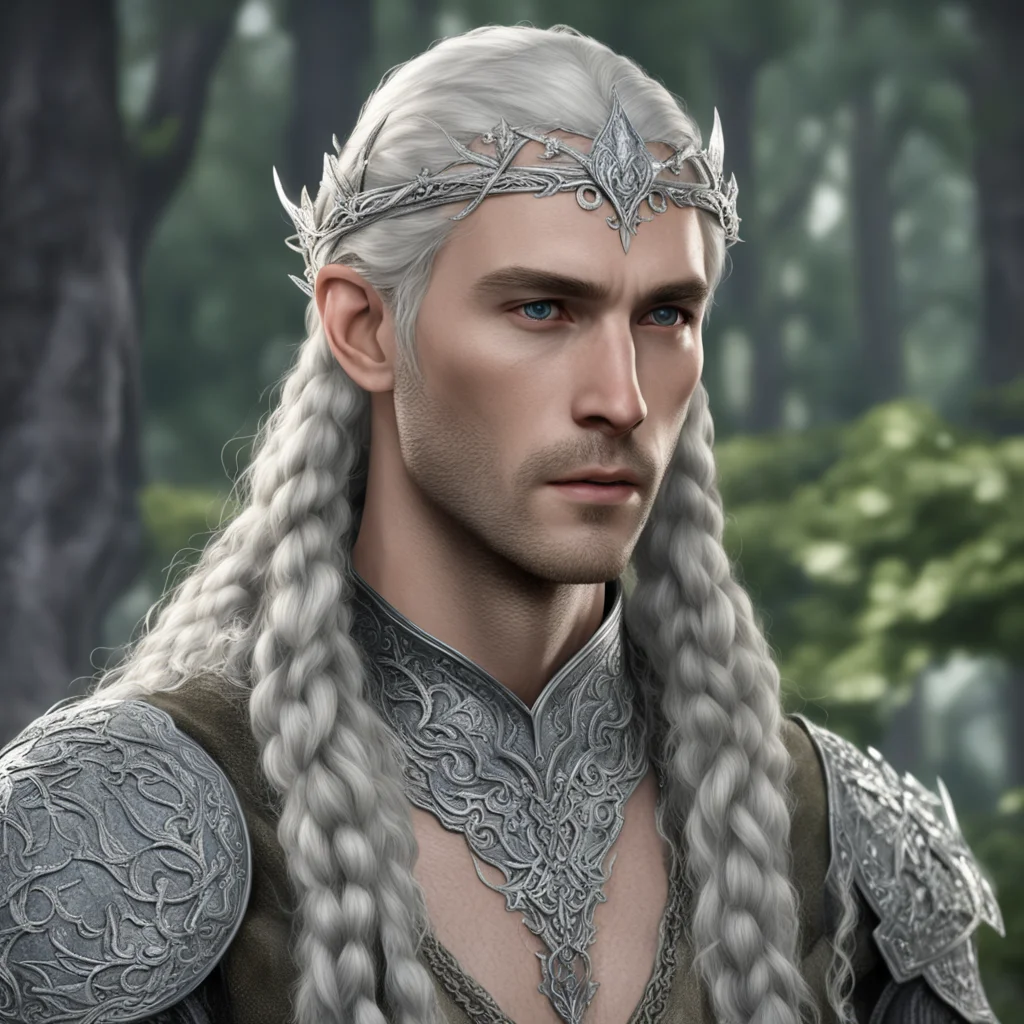 tolkien prince galadhon with braids wearing silver elvish circlet with diamonds confident engaging wow artstation art 3