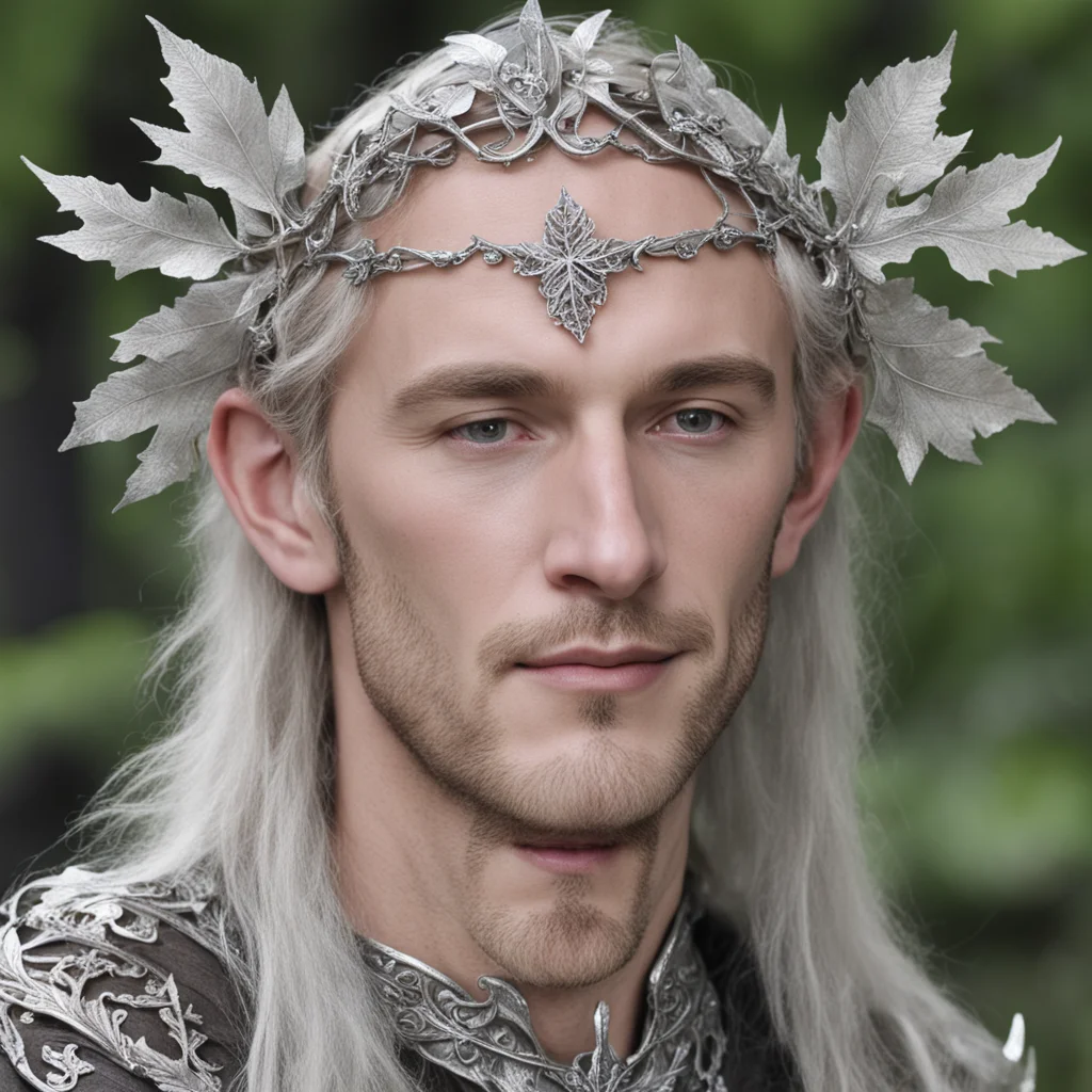 tolkien prince galathil wearing silver oak leaf elven circlet with diamonds confident engaging wow artstation art 3