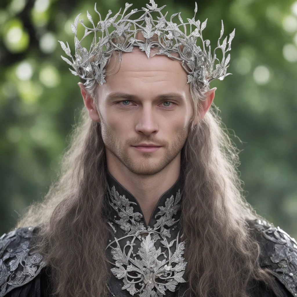 tolkien prince galathil wearing silver oak leaf elven circlet with diamonds