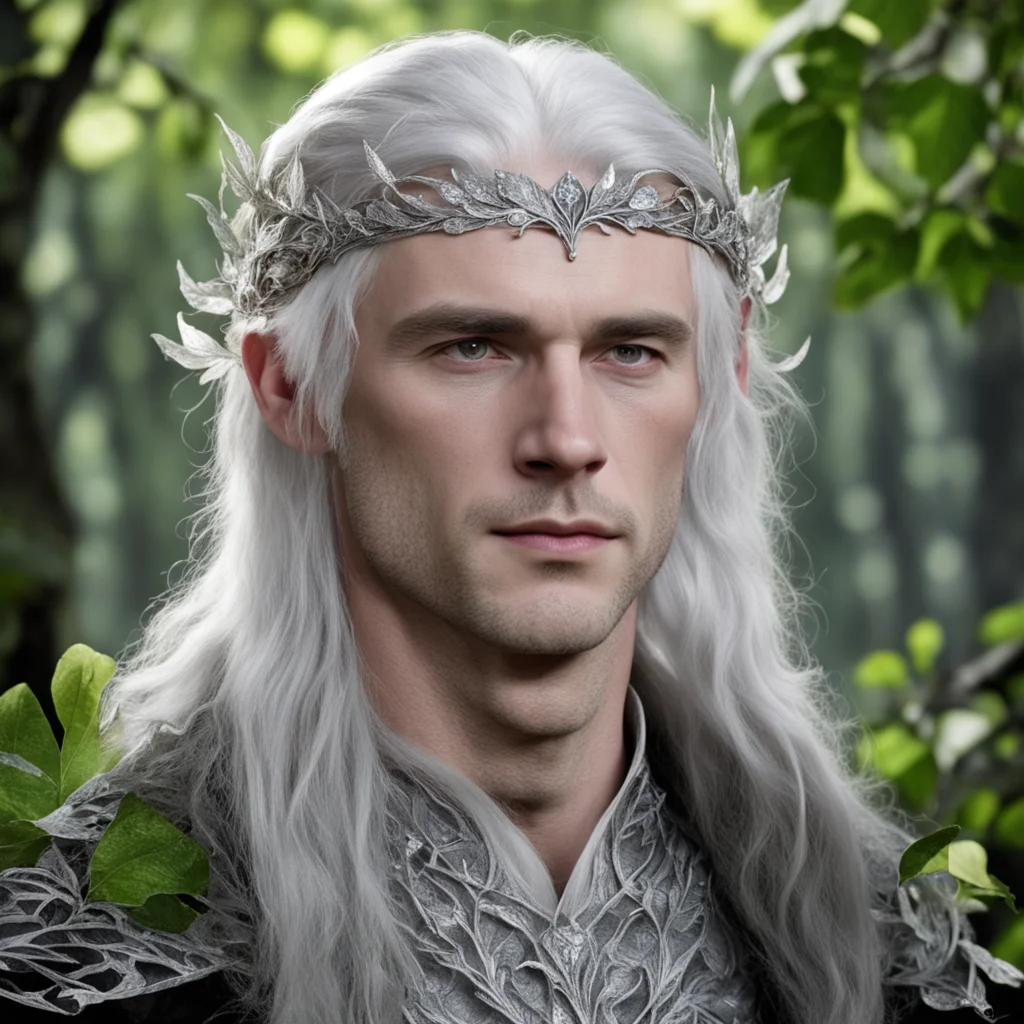aitolkien prince galathil with silver hair wearing silver beech leaf elven circlet with diamonds confident engaging wow artstation art 3