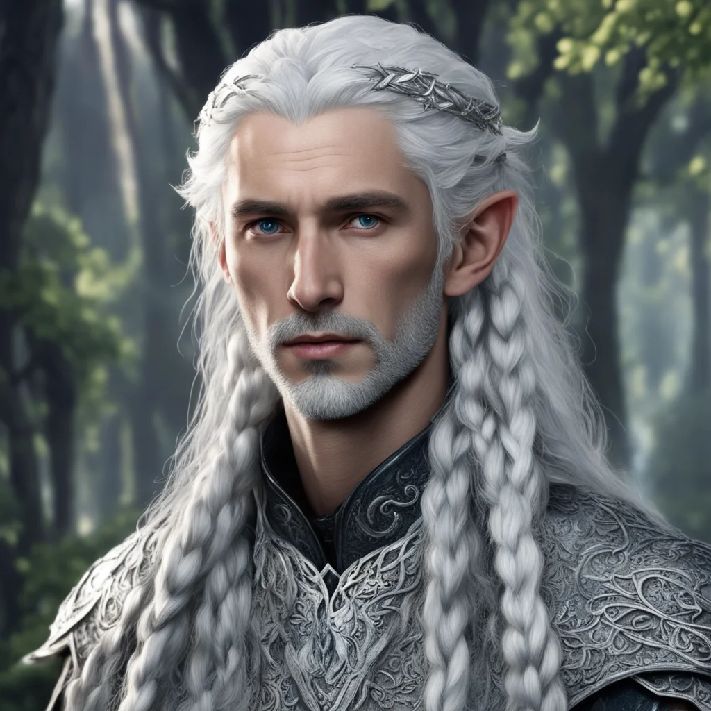 tolkien prince galathil with silver hair with braids wearing silver leaf with diamond berry elvish circlet amazing awesome portrait 2