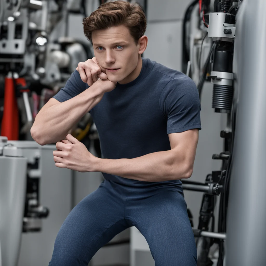 aitom holland being stripped by a machine%2C he is covering his crotch with his hands good looking trending fantastic 1