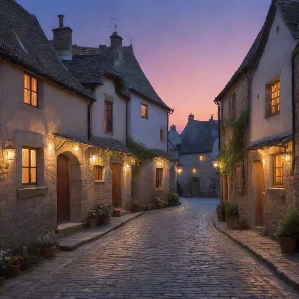 trending  rustic village at twilight houses gently bathed in delicate celestial radiance set along cobbled good looking fantastic 1