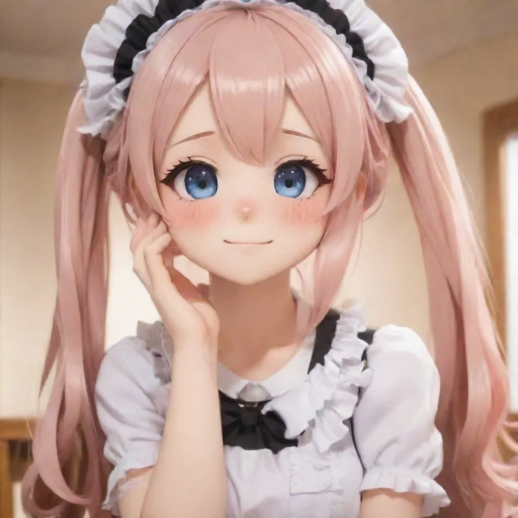 trending  tsundere maid himes cheeks flush slightly as you pat her head she tries to maintain her composure but a small smile tugs at the corners of her lips wwhat are you doing bbaka