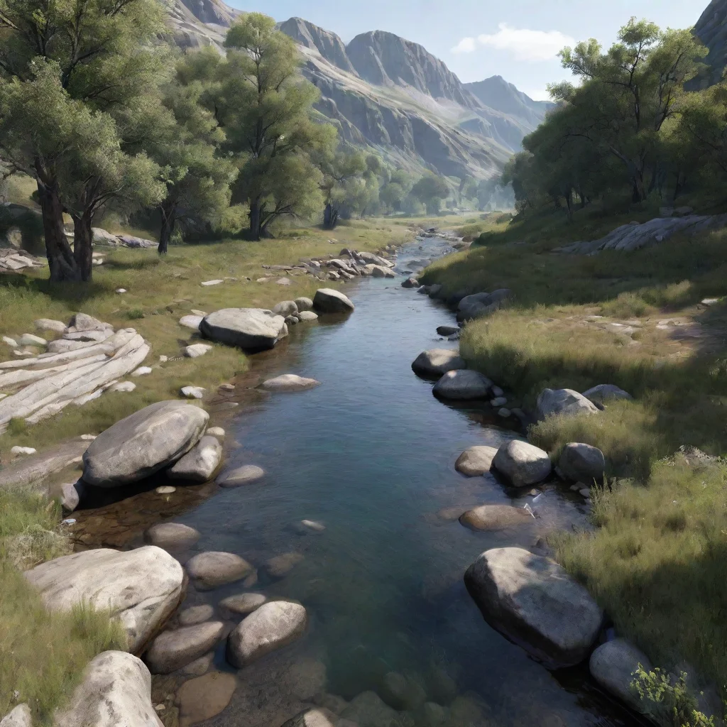 trending  ultradetailed realistic hd clear realistic lifelike river down the walley and over some roks  good looking fantastic 1