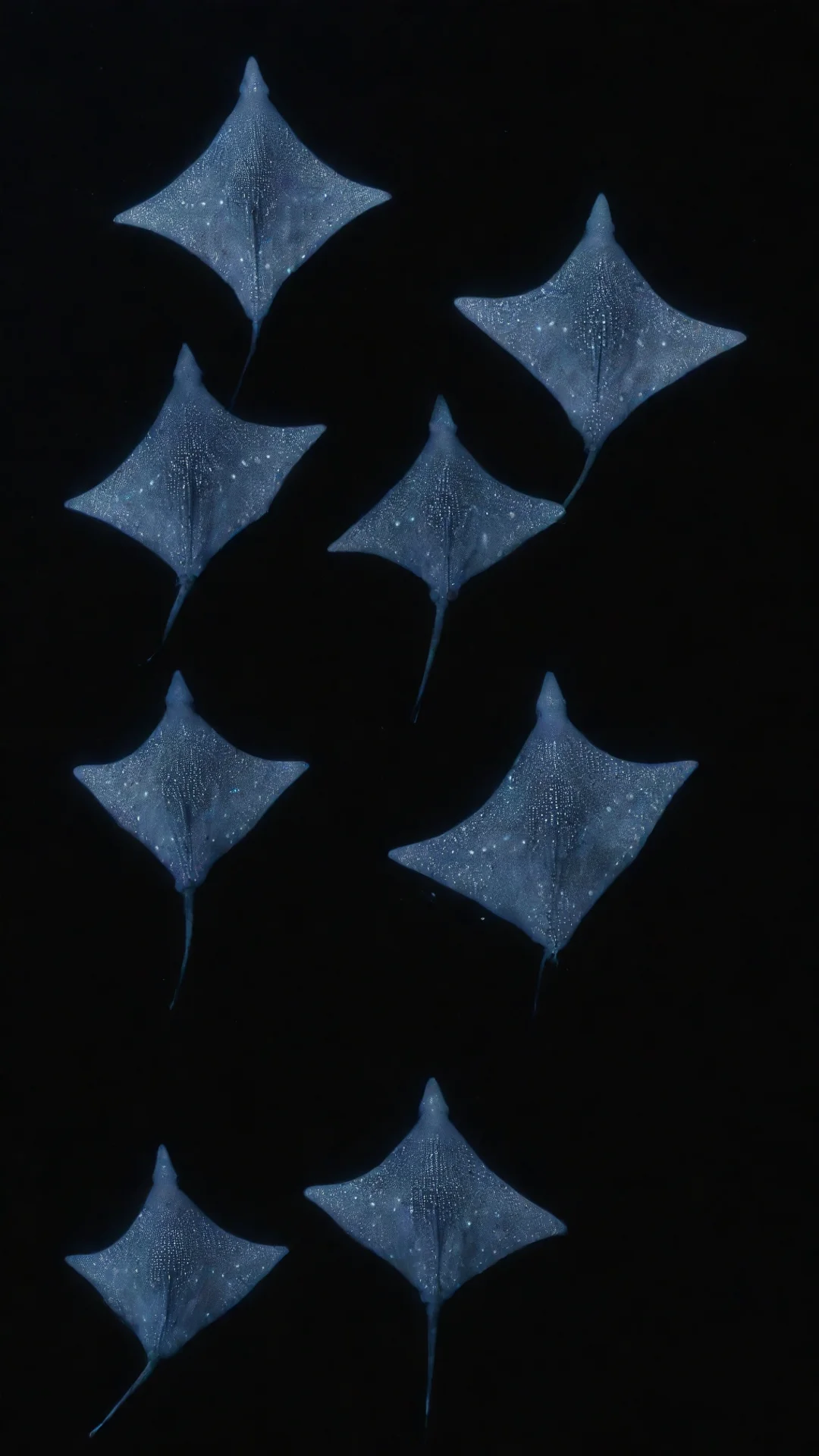 aitrending 5 spotted eagle rays seen from above swimming away%2C on black background good looking fantastic 1 tall