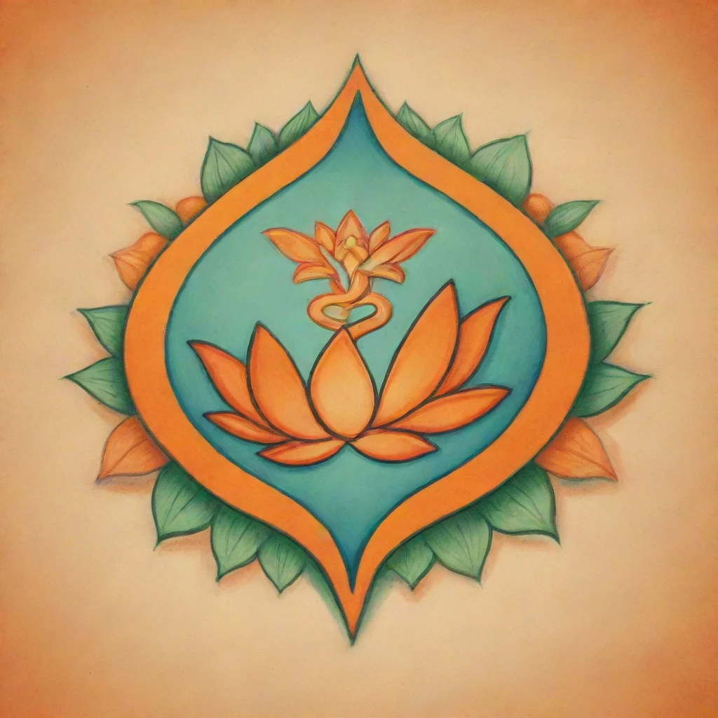 aitrending a 2 d logo drawing consists of an orange lotus and the caduceus symbol  good looking fantastic 1