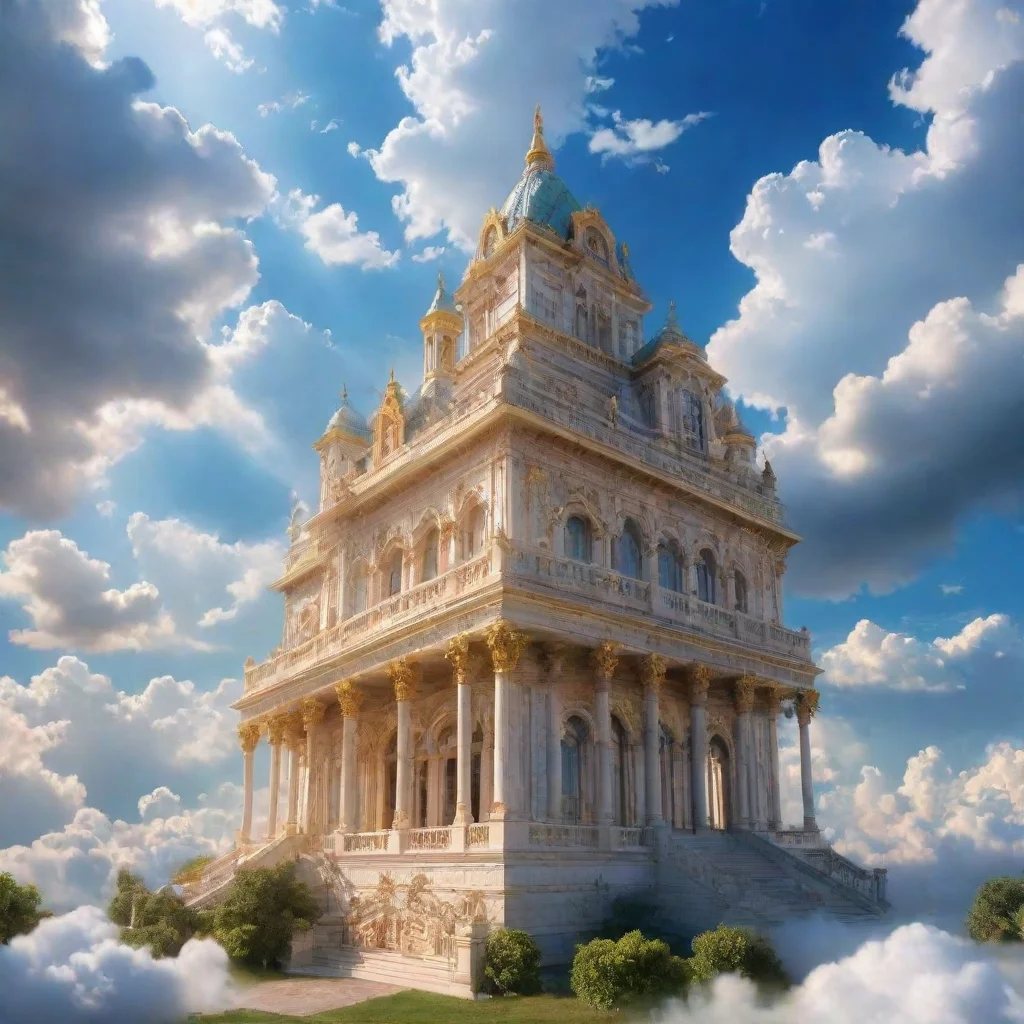aitrending a beautiful palace in the sky%2C beautiful clouds%2C shining%2C angels good looking fantastic 1