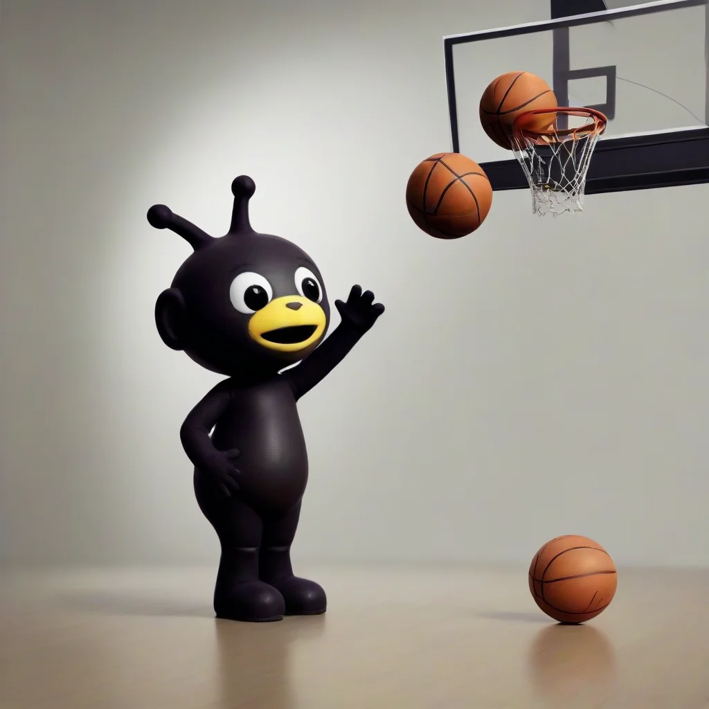 trending a black teletubby with a basketball as his symbol good looking fantastic 1