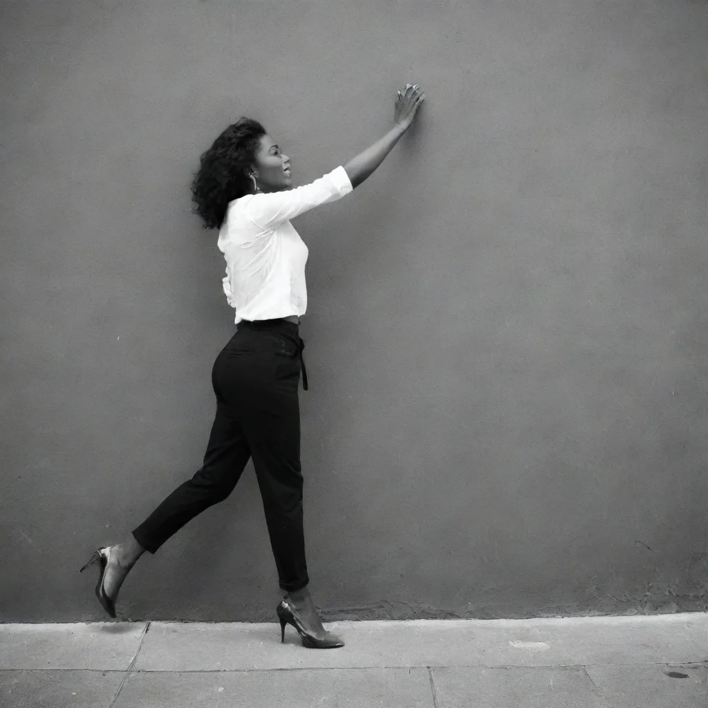 aitrending a black white colored women on the street wall gravity good looking fantastic 1