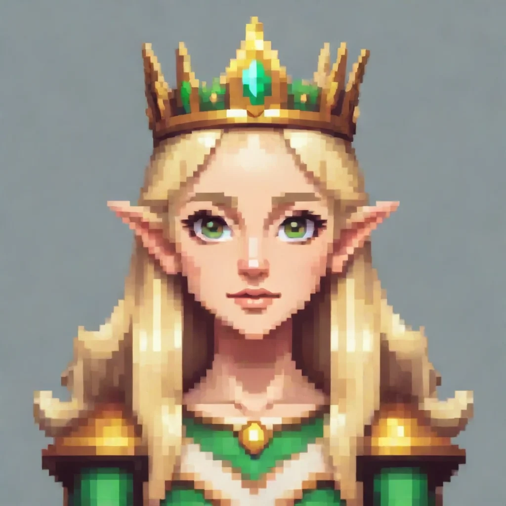 aitrending a blonde elf with a crown in a pixel art style good looking fantastic 1