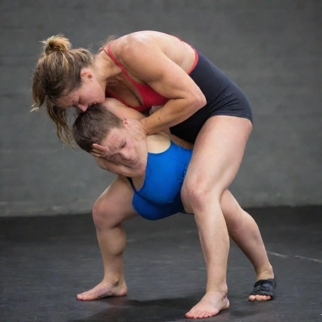 trending a crossfit woman wrestling a short boy his head between her legs for piledriver good looking fantastic 1