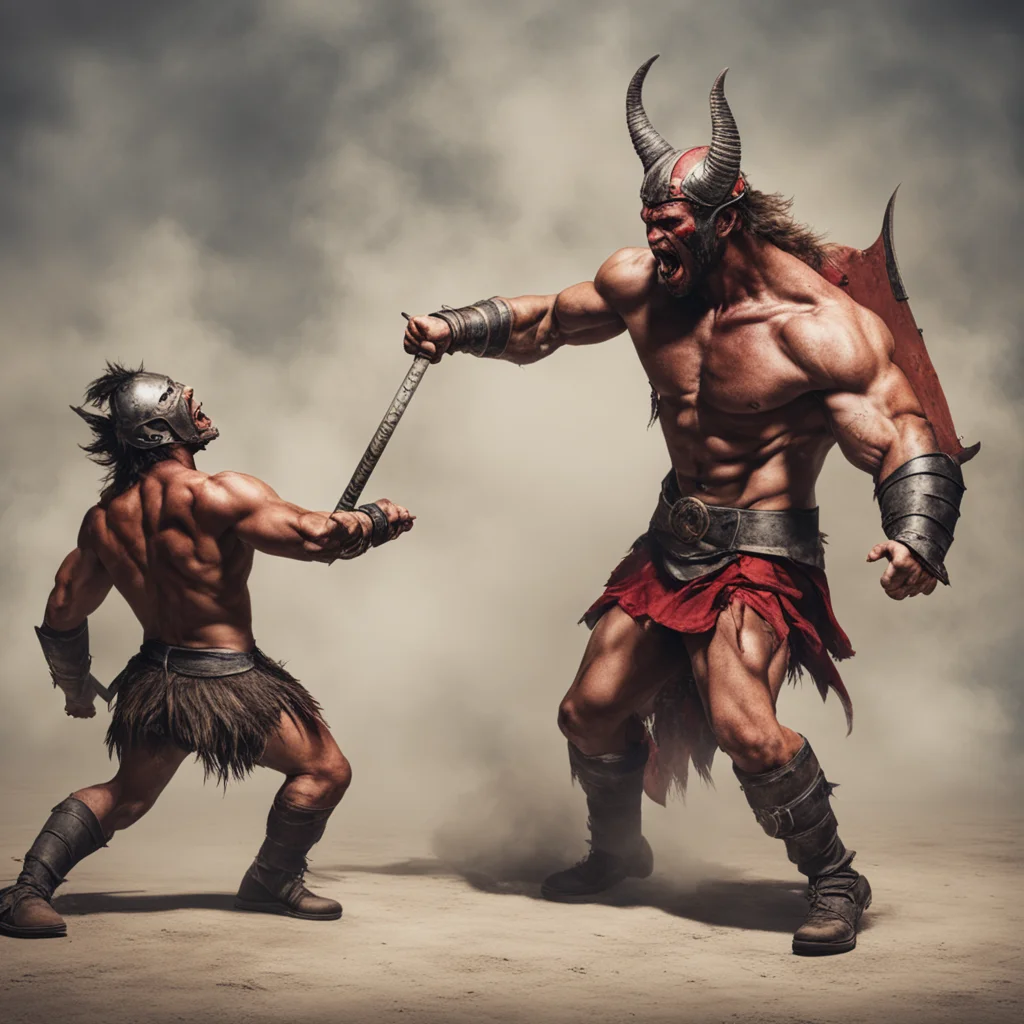 aitrending a demon fighting a gladiator  good looking fantastic 1