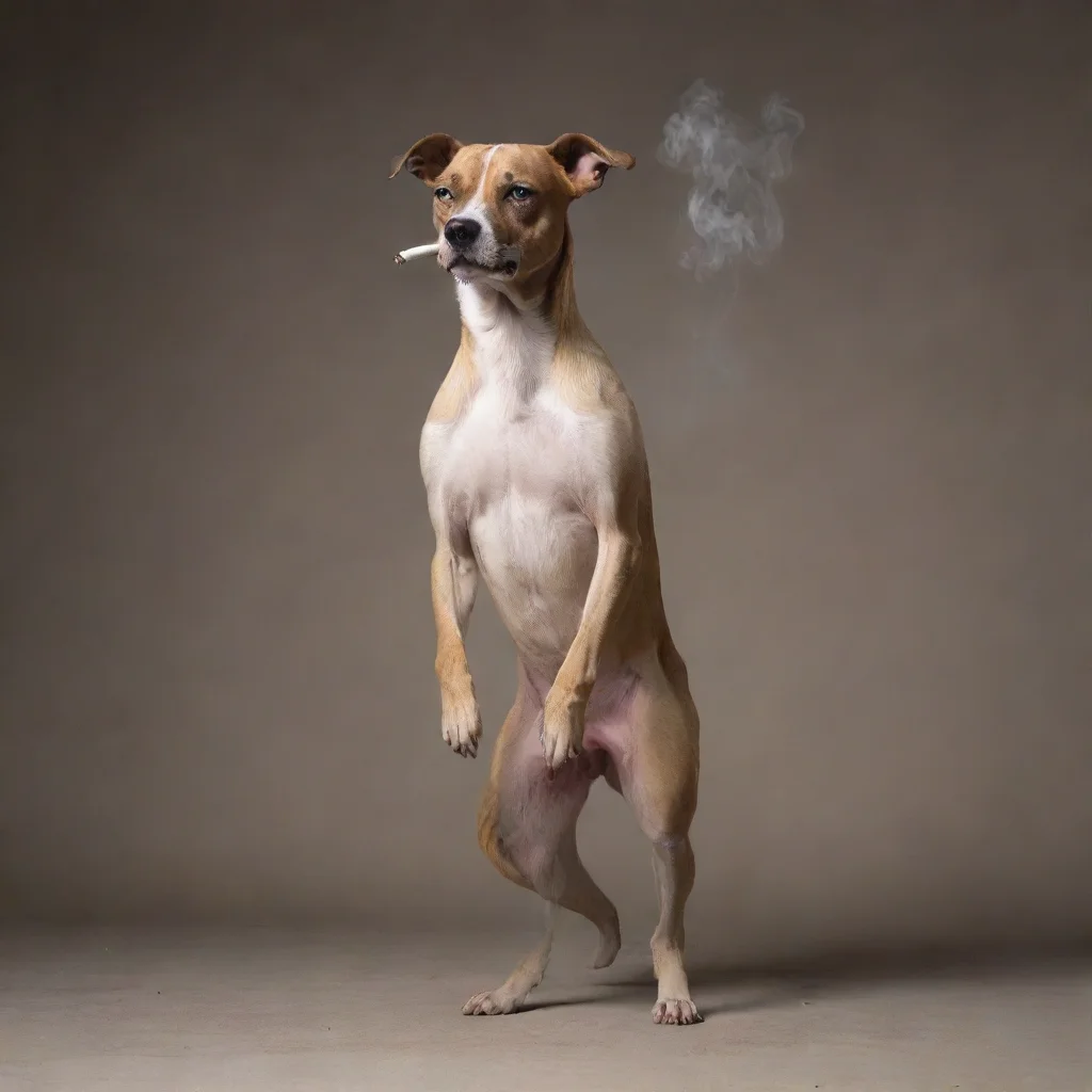 aitrending a dog standing like a human slightly cursed and smoking a zigarre good looking fantastic 1