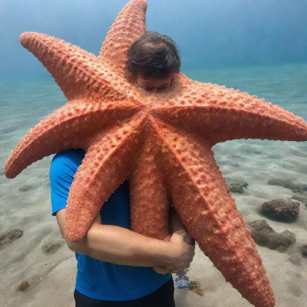 aitrending a giant starfish hugging a human good looking fantastic 1