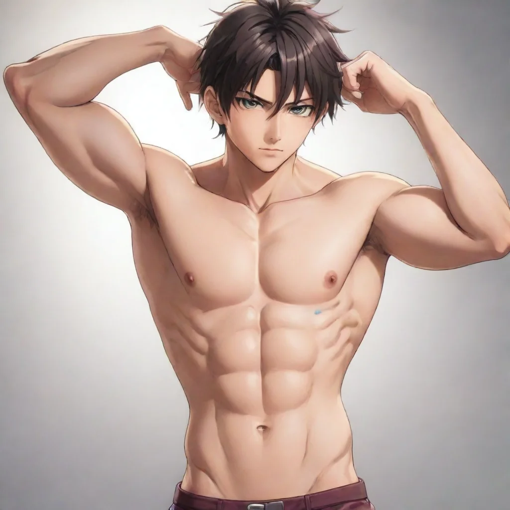 aitrending a handsome anime boy without shirt showing his abs good looking fantastic 1