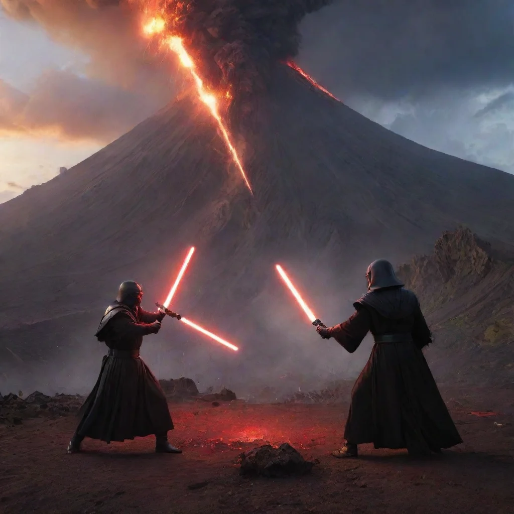 aitrending a lightsaber duel by a volcano good looking fantastic 1