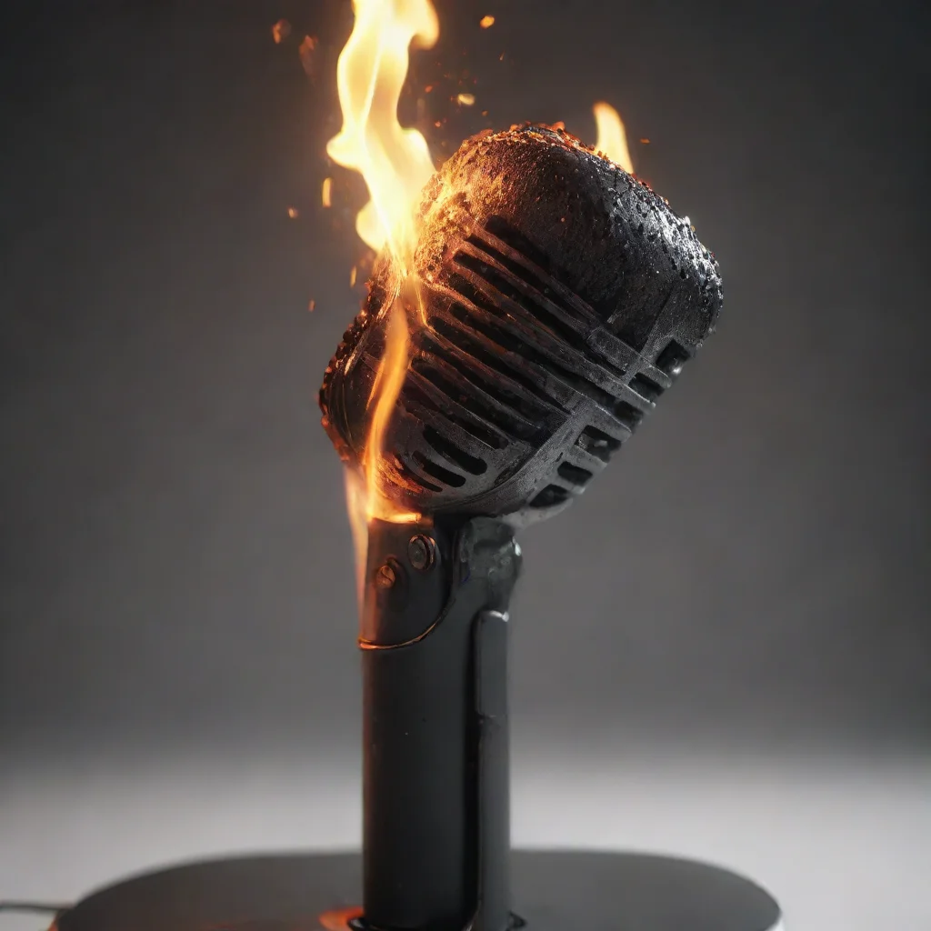 trending a microphone melting from fire render 8k good looking fantastic 1