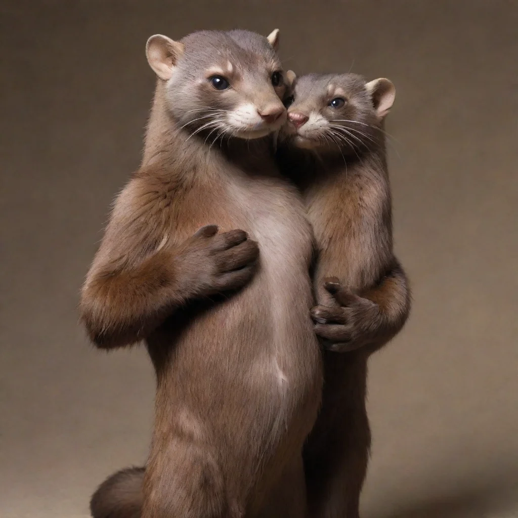 aitrending a pair of anthro minks holding a human male good looking fantastic 1