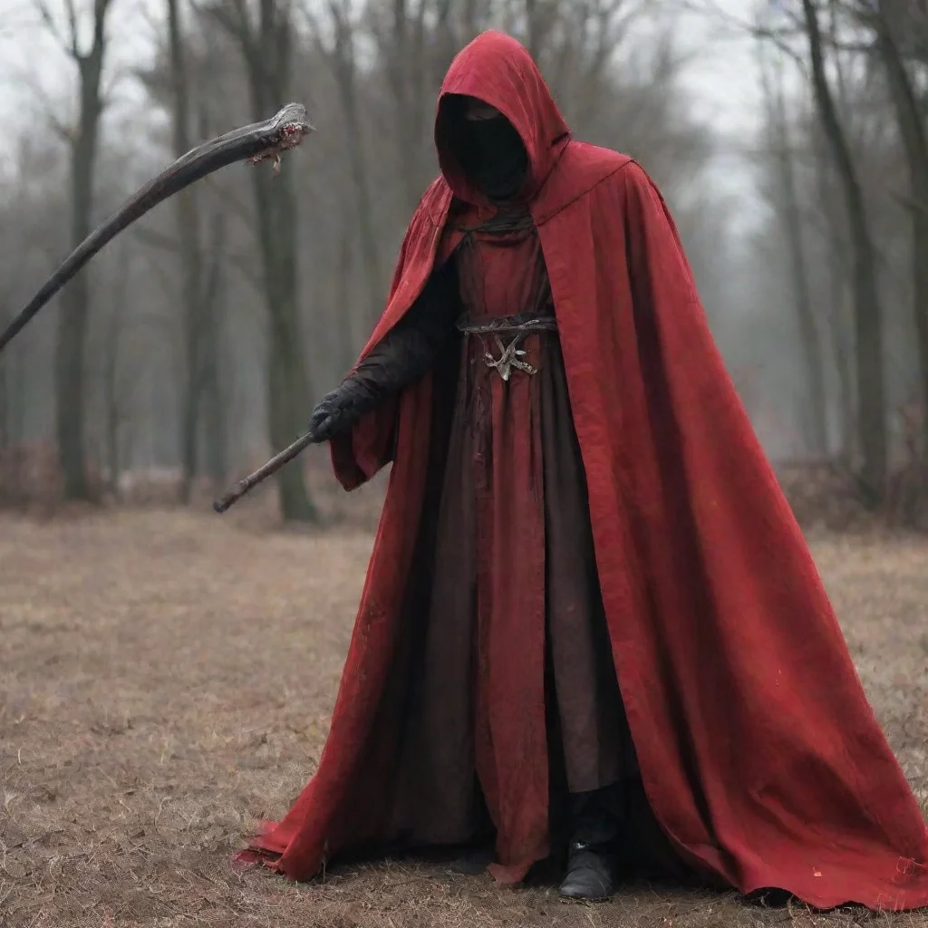 aitrending a person holding a long scythe with a blood red robe on good looking fantastic 1